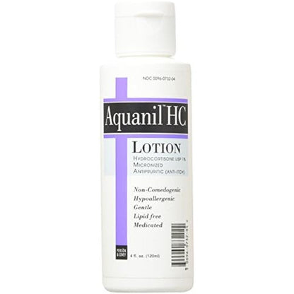 Aquanil HC Hydrocortisone Lotion 4 Ounce front view for sensitive skin itch relief.