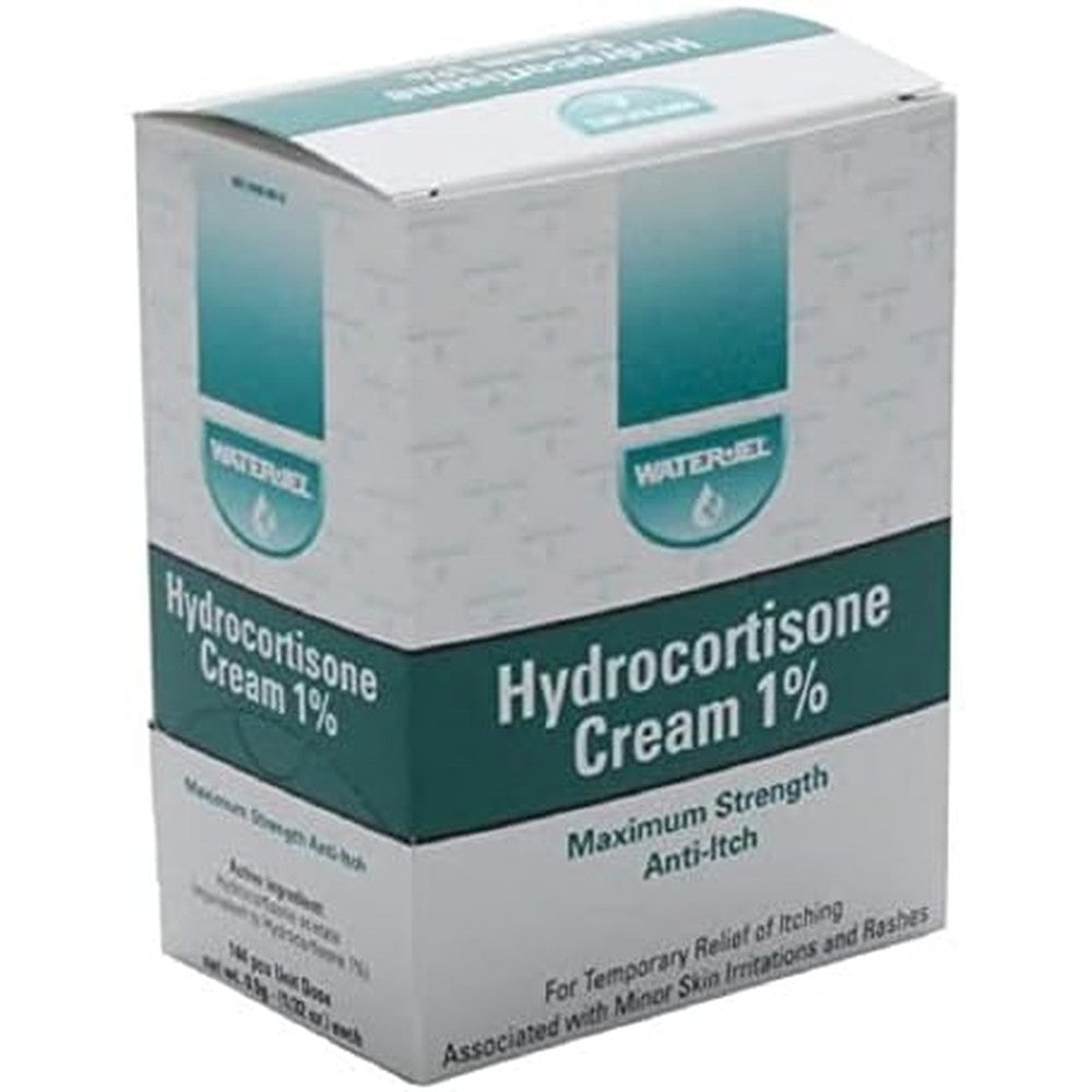 Water-Jel Hydrocortisone Cream 144 pack box front view for itch relief.