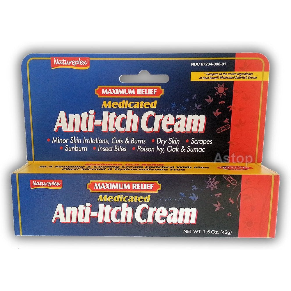 Natureplex Maximum Relief Medicated Anti-Itch Cream front view tube for rash relief.