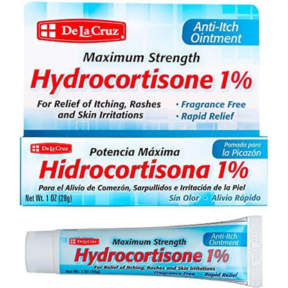 De La Cruz 1% Hydrocortisone Ointment front view for anti itch relief
