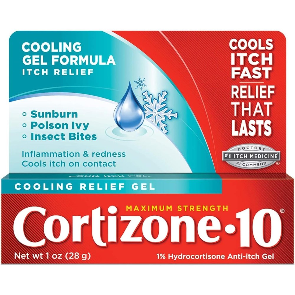 Cortizone-10 Cooling Relief Anti-Itch Gel front view of dual pack for mosquito bite relief.