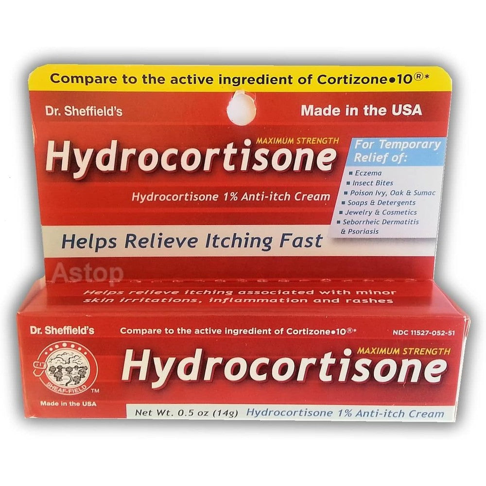 Dr. Sheffield's Hydrocortisone 1 Percent Anti-Itch Cream front view for eczema relief.