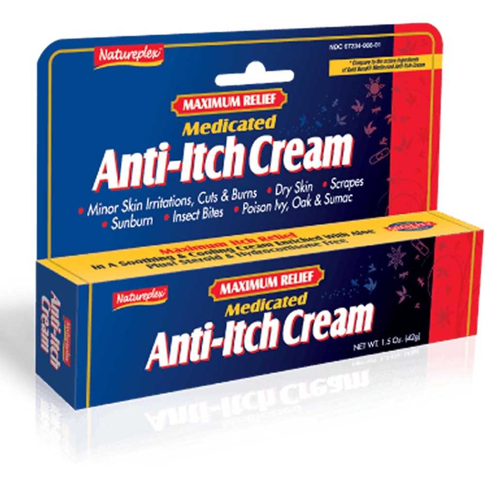 Natureplex Maximum Relief Medicated Anti Itch Cream 3 Pack front view for skin irritation relief.