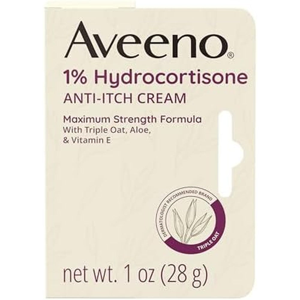Aveeno Maximum Strength 1 Percent Hydrocortisone Cream 1 Ounce front packaging