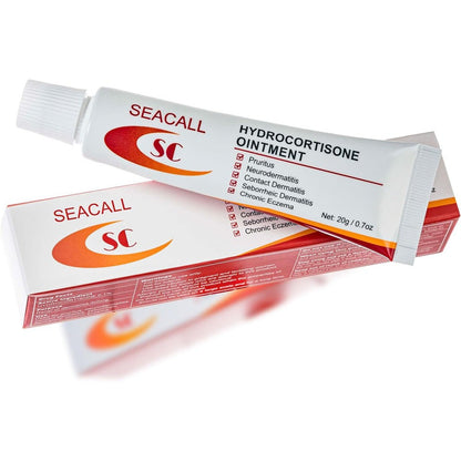 Seacall Hydrocortisone Cream front view of the tube for fast acting itch relief.