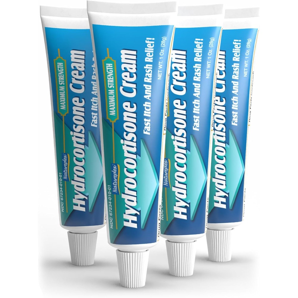 Natureplex Hydrocortisone 1% Cream pack of four front view for itch relief.
