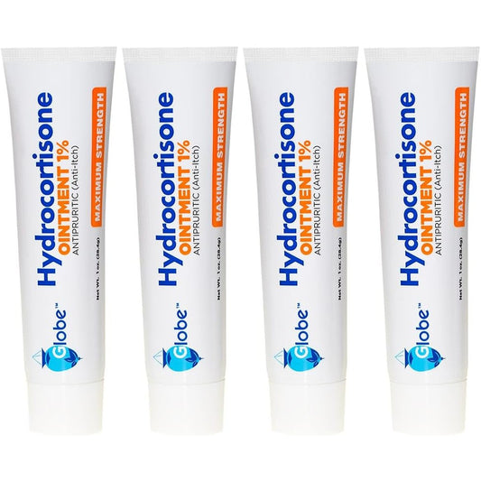Globe Hydrocortisone Maximum Strength Ointment front view 4 pack