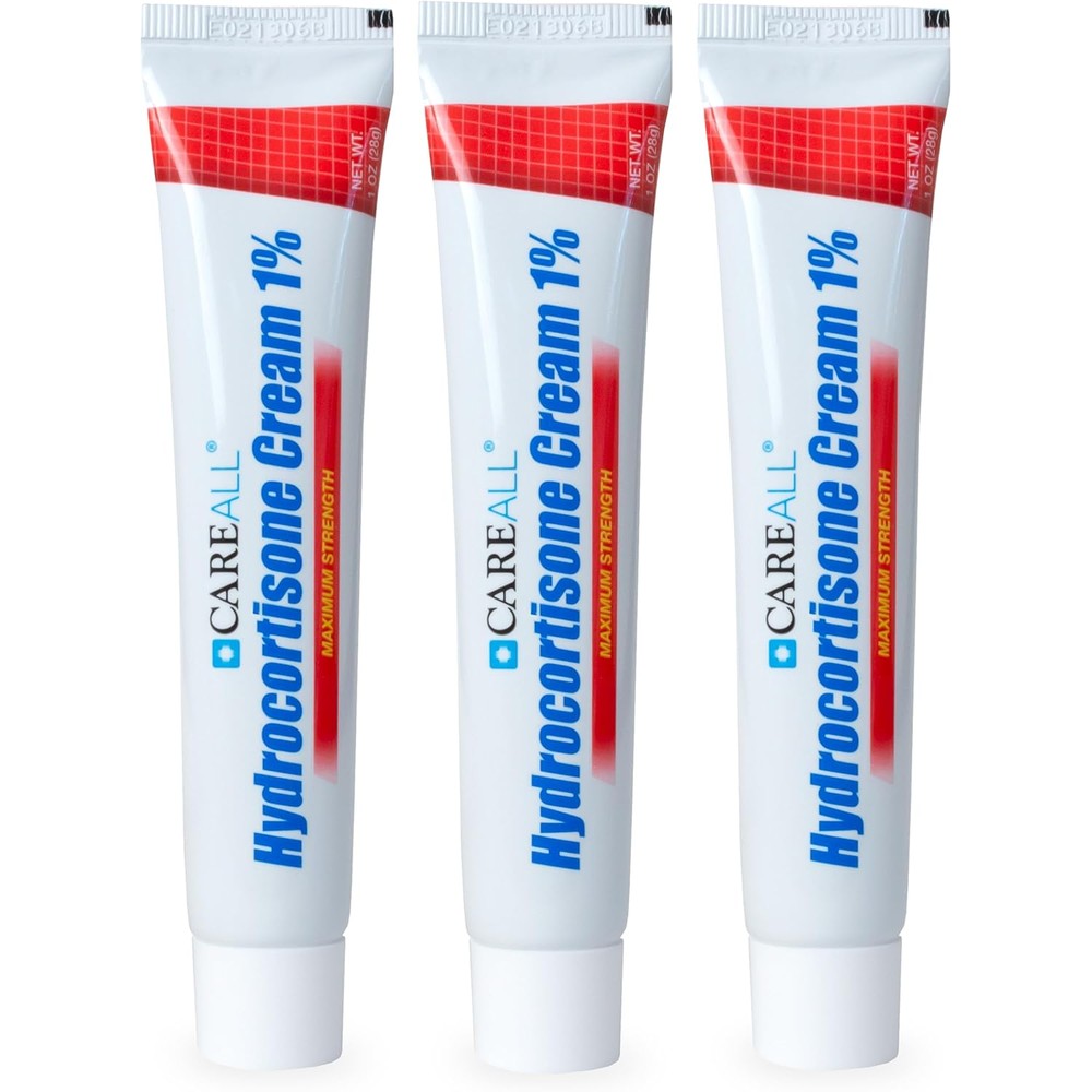 CareAll Hydrocortisone 1% Cream pack of 3 tubes front view anti-itch treatment.