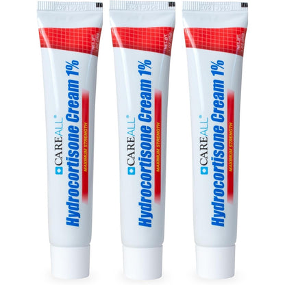 CareAll Hydrocortisone 1% Cream pack of 3 tubes front view anti-itch treatment.