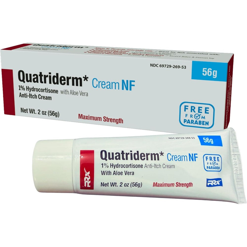 Quatriderm NF 1% Hydrocortisone Cream front view for eczema relief