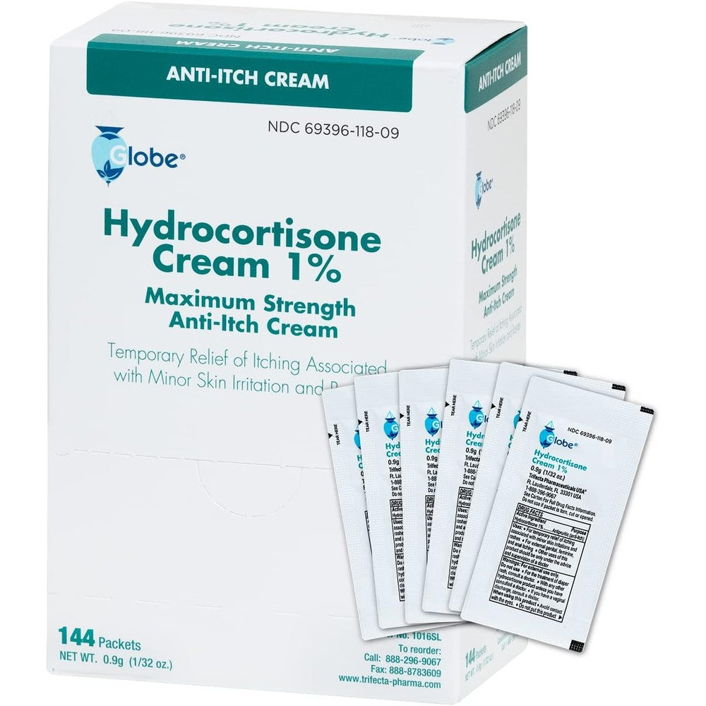 Globe Maximum Strength Hydrocortisone Cream 144 count box front view