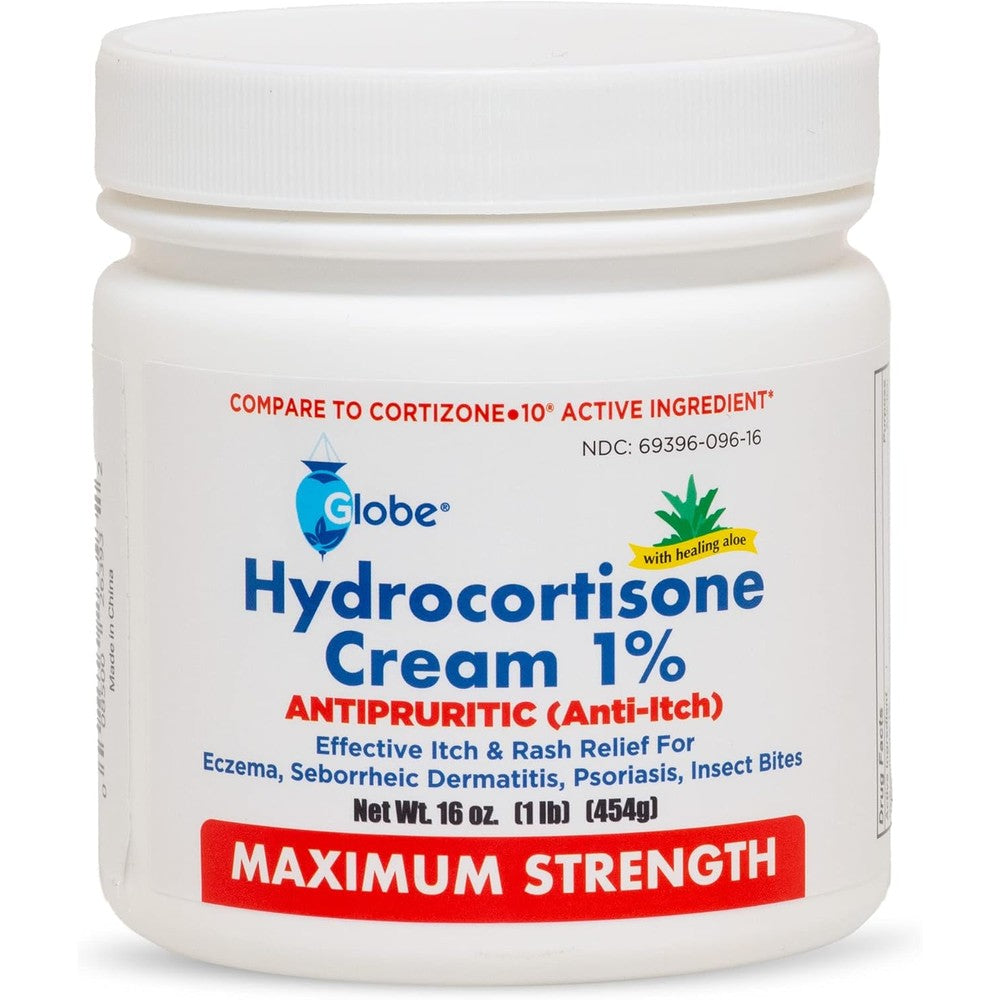 Globe Hydrocortisone Maximum Strength Cream front view for eczema relief