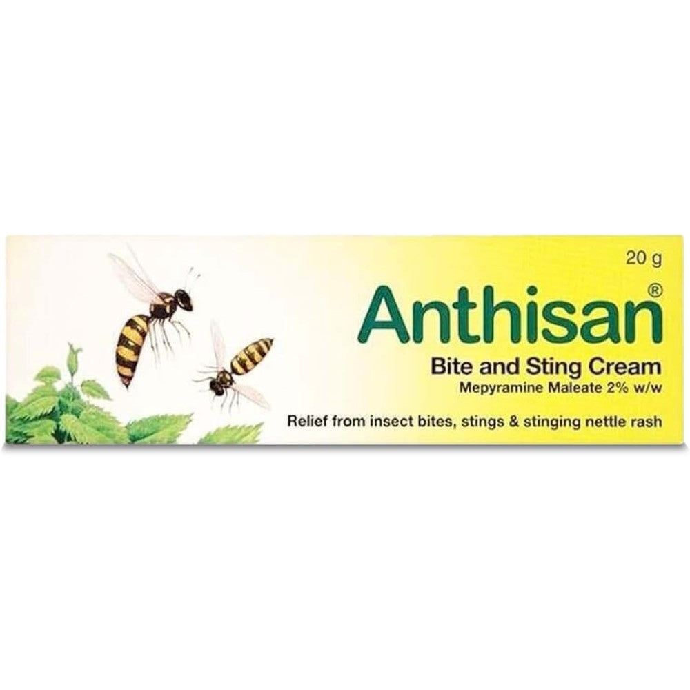Anthisan Bite and Sting Cream 20g tube front view for insect relief