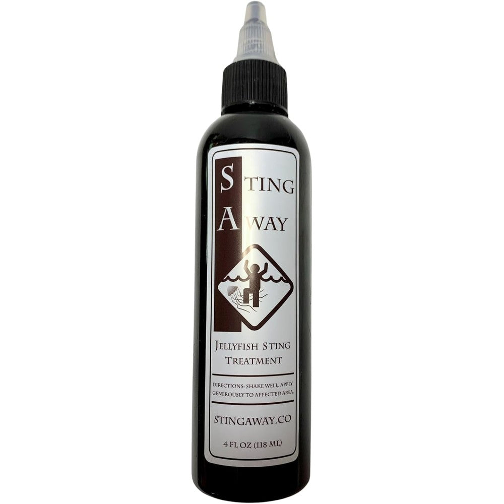Sting Away Jellyfish Sting Treatment front view bottle for marine first aid.