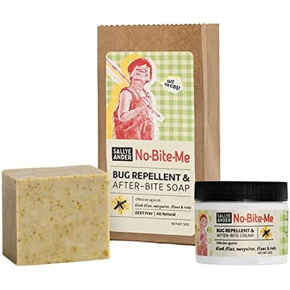SallyeAnder No-Bite-Me Cream and Soap Set front view natural bug repellent.
