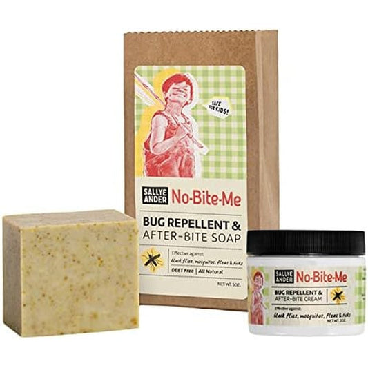 SallyeAnder No-Bite-Me Cream and Soap Set front view natural bug repellent.