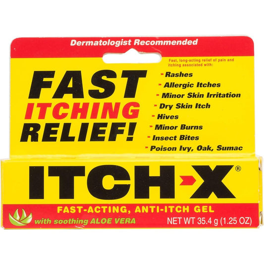 Itch-X Fast-Acting Anti-Itch Gel 4 pack front view for mosquito bite relief