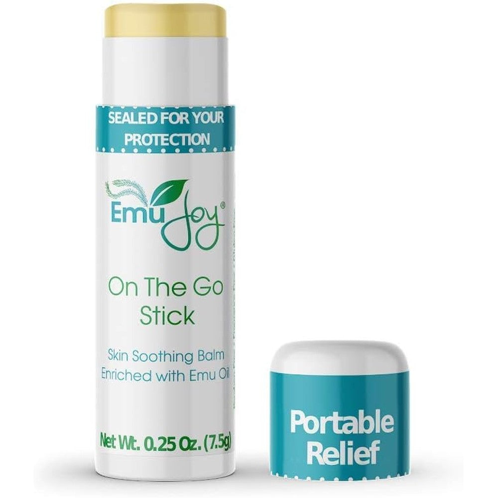 Emu Joy On The Go Anti Itch Cream Stick front view for natural bug bite relief.