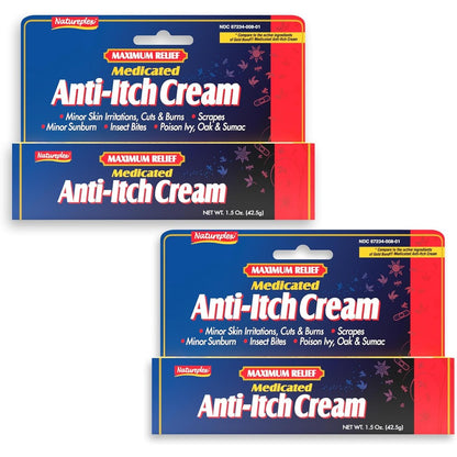 Natureplex Maximum Relief Medicated Anti-Itch Cream front view showing 2 pack packaging