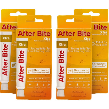 After Bite Xtra Formula insect bite relief gel front pack view on white background.