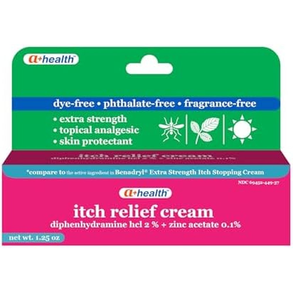 A+Health Extra Strength Itch Relief Cream front view tube for insect bite relief