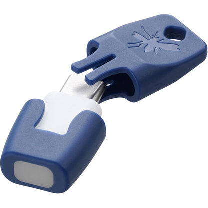 Heat It Smartphone Powered Insect Bite Healer dark blue front view attached to keychain