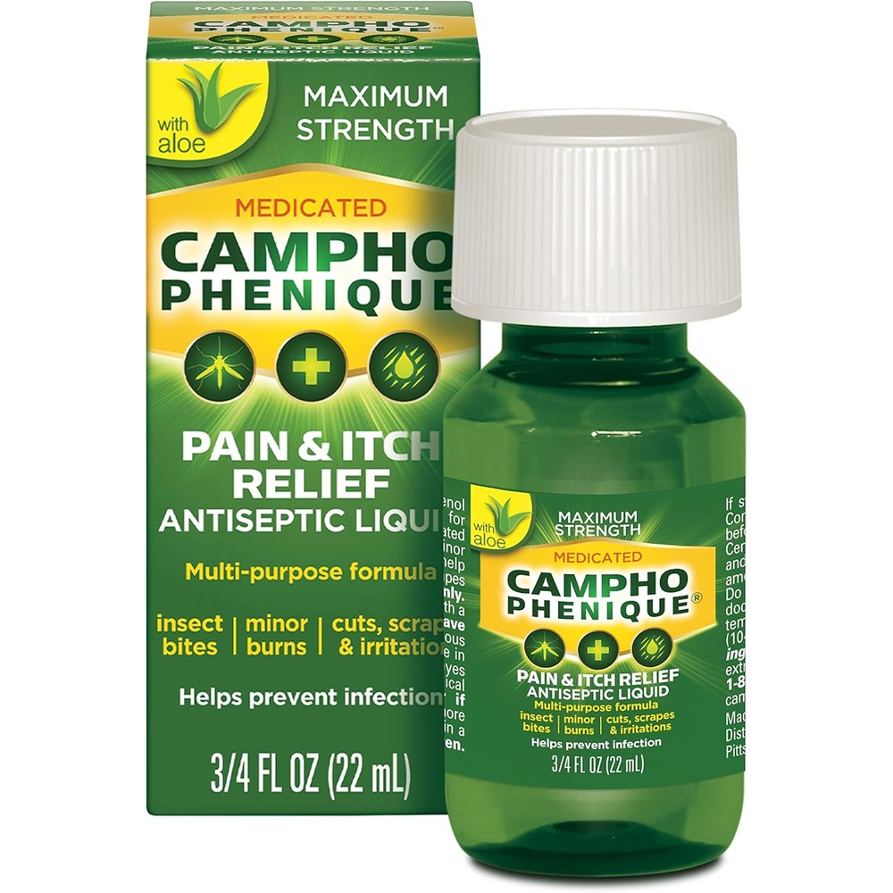 Campho Phenique Maximum Strength Antiseptic Liquid front view for bug bite relief