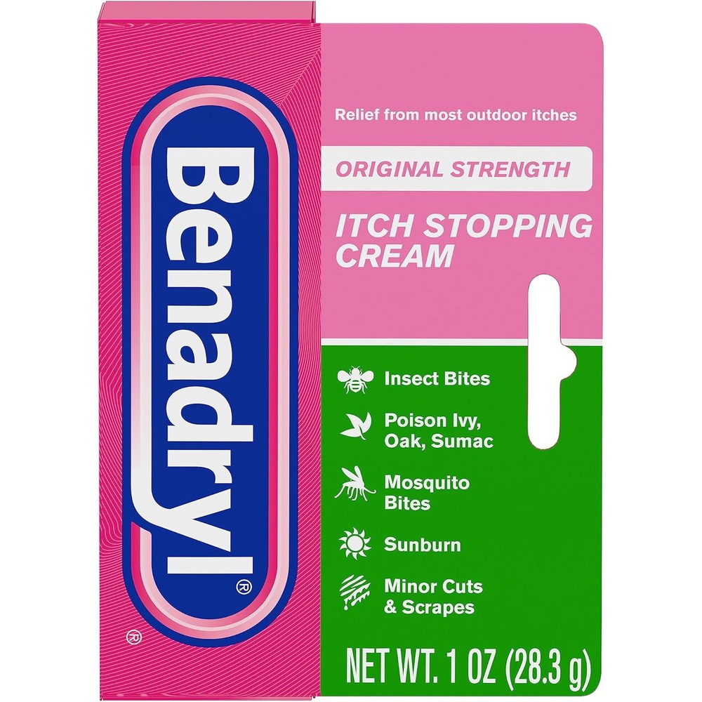 Benadryl Original Strength Anti-Itch Cream 2 pack front view for bug bite relief.