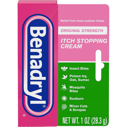 Benadryl Original Strength Anti-Itch Cream 2 pack front view for bug bite relief.