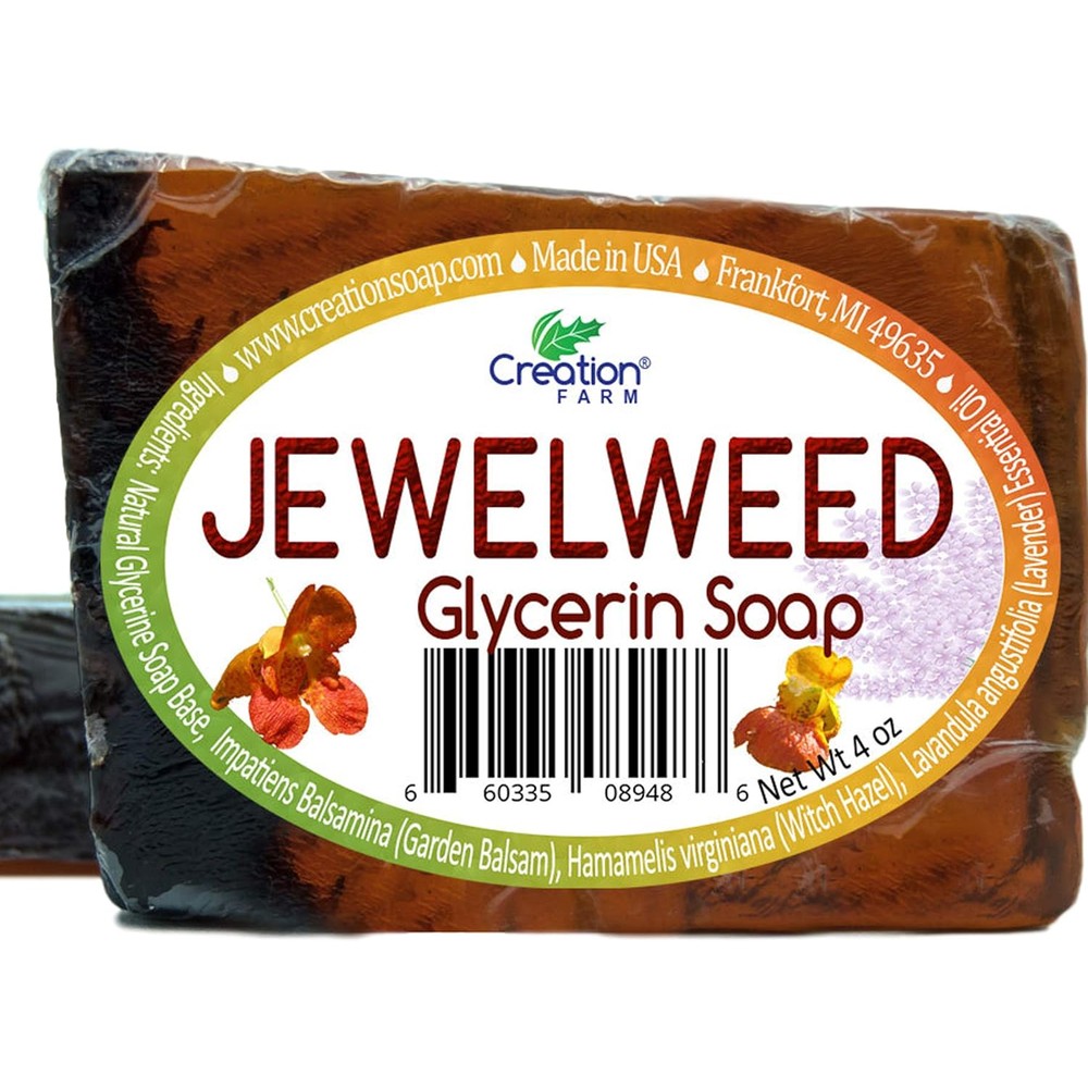 Creation Farm Jewelweed Hand Made Soap two pack front view for poison ivy itch relief