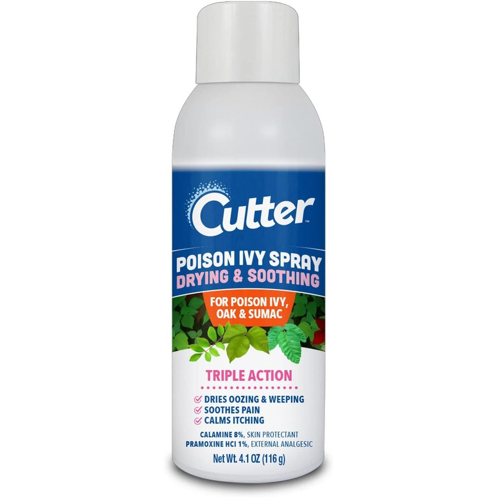 Cutter Poison Ivy Spray front view showing authentic packaging for rash relief.