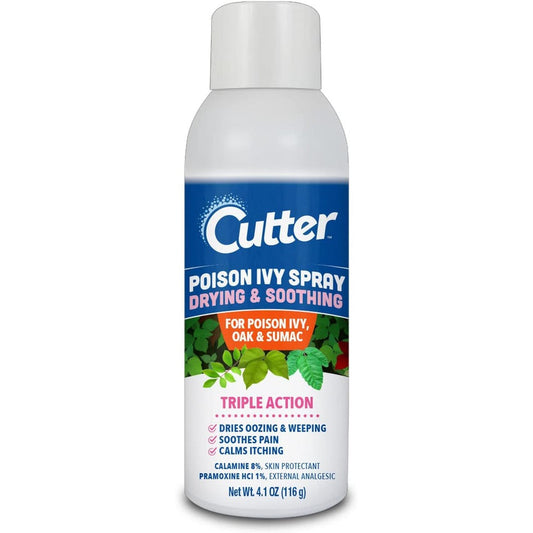 Cutter Poison Ivy Spray front view showing authentic packaging for rash relief.