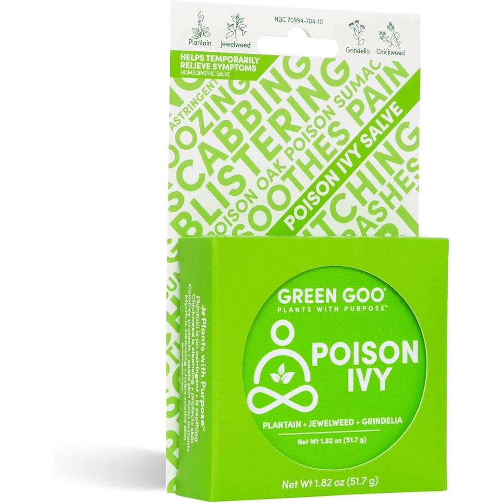 Green Goo Poison Ivy Treatment and Relief Salve front view tin for natural skincare