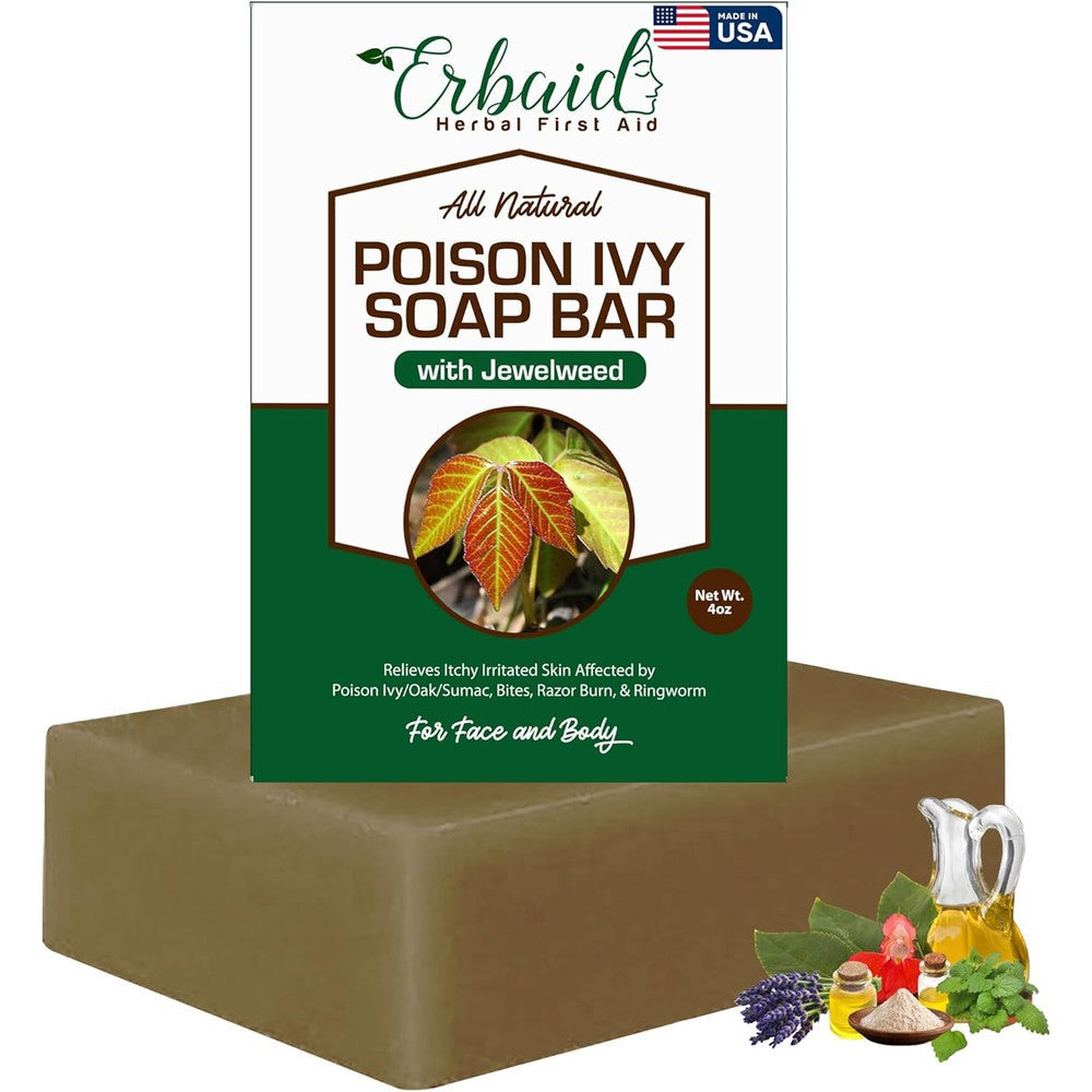 Erbaid Poison Ivy Soap Bar front view premium natural skin cleanser