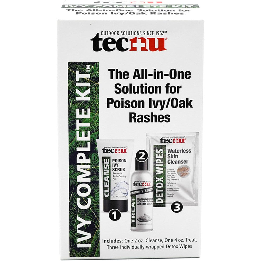 Tecnu Ivy Complete Kit packaging showing front view of the poison ivy and oak rash treatment box