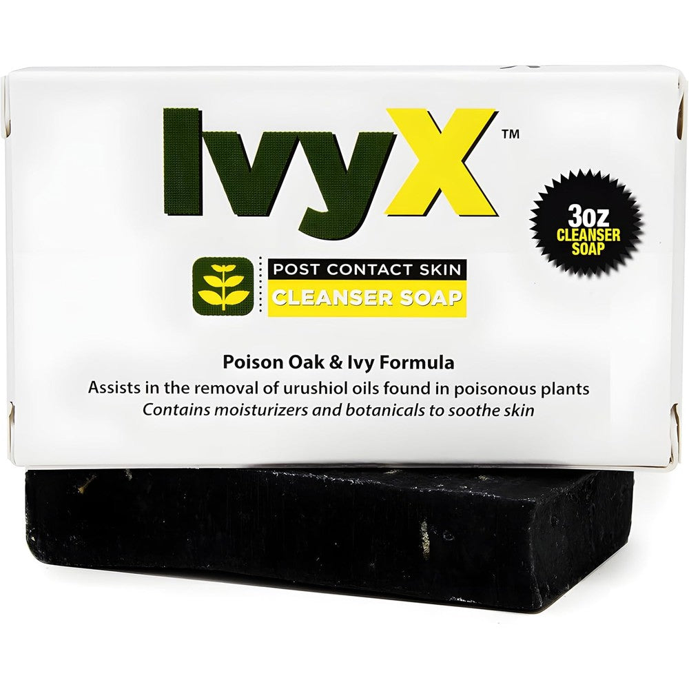 CoreTex Ivy X Post Contact Poison Ivy Cleanser Soap Bar front packaging view showing three ounce size.