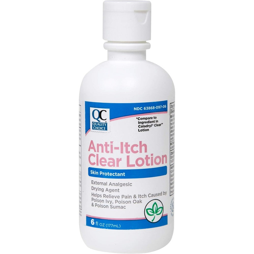 Quality Choice Anti Itch Lotion Clear bottle front view for skin irritation relief