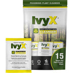 CoreTex Ivy X Post Contact Poison Ivy Wipes front view of the packaging bag and single use sachets