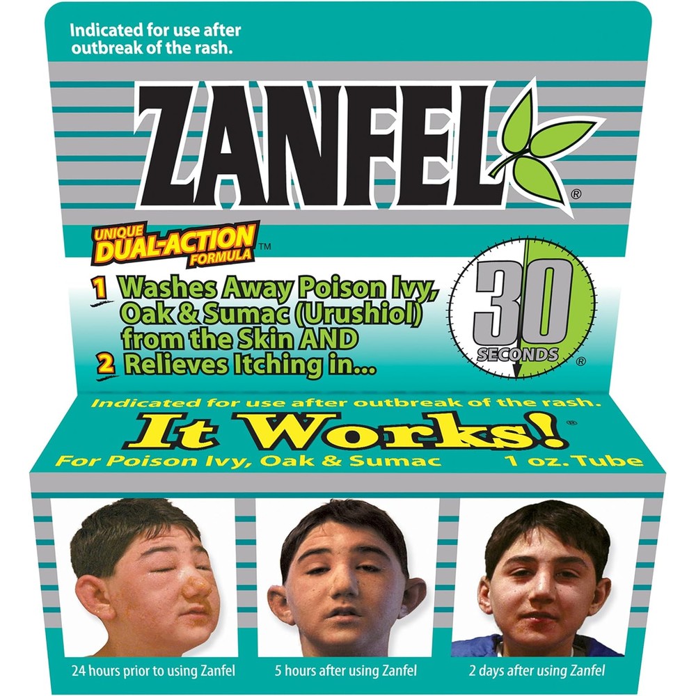 Zanfel poison ivy wash front view packaging for plant rash relief