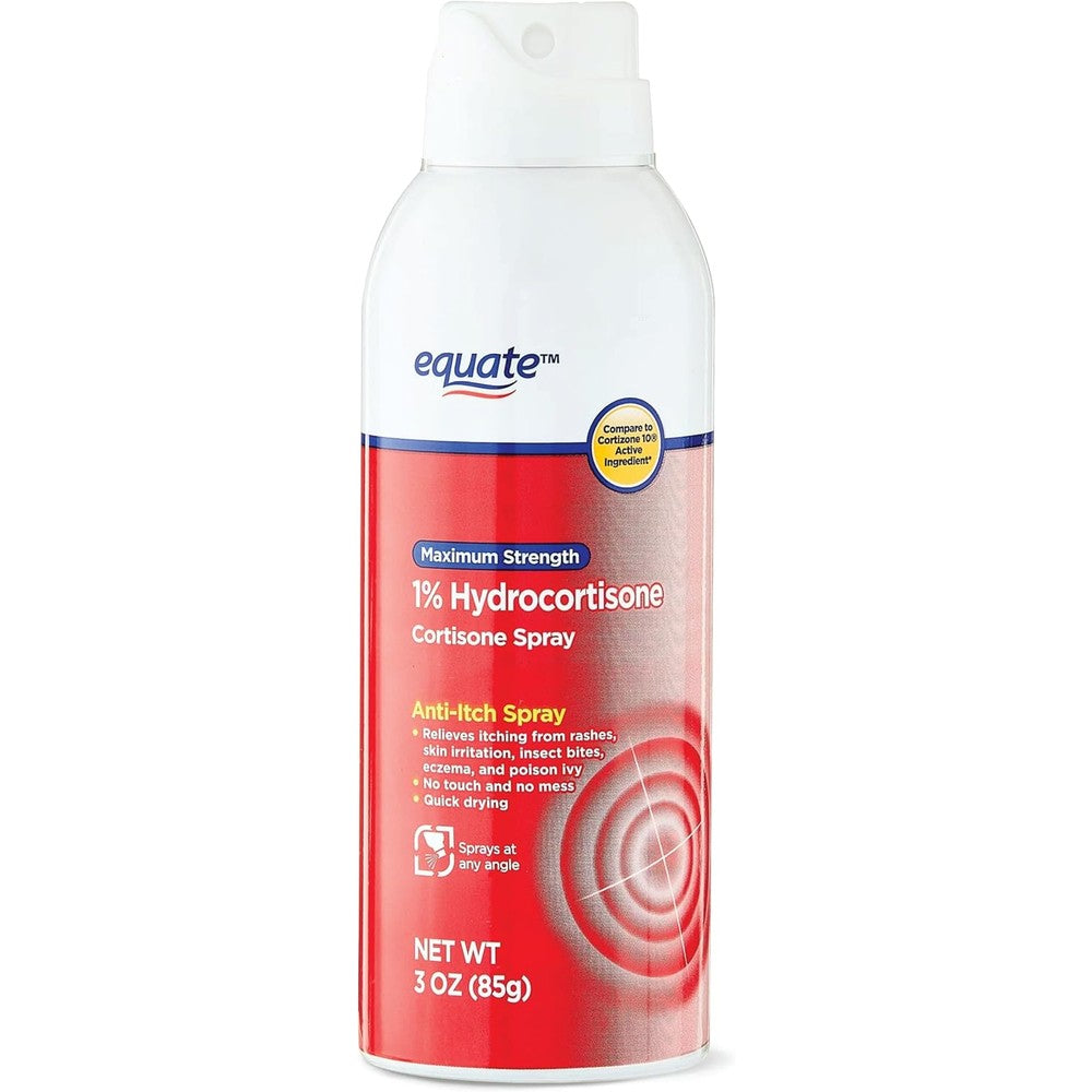 MUHU Equate Maximum Strength Anti Itch Continuous Spray front view for skin irritation relief