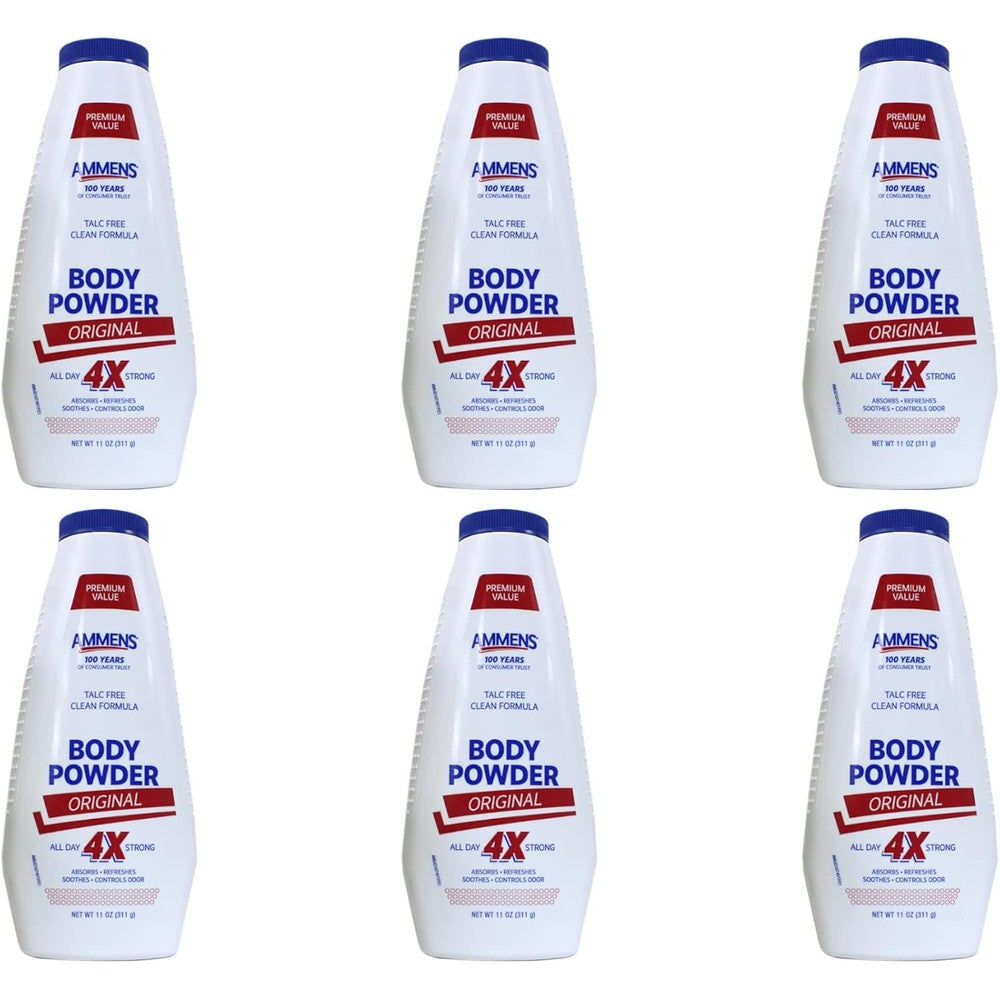 Ammens Original Medicated Body Powder talc free formula front view pack of six