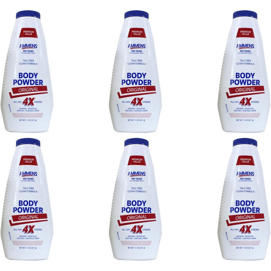 Ammens Original Medicated Body Powder talc free formula front view pack of six