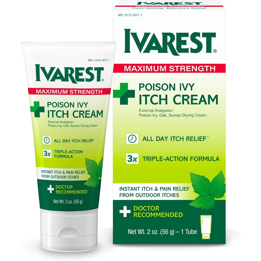 Ivarest Maximum Strength Anti Itch Cream 2 Ounce front view for poison ivy relief