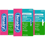Benadryl Extra Strength Anti Itch Topical Cream front view of three pack packaging