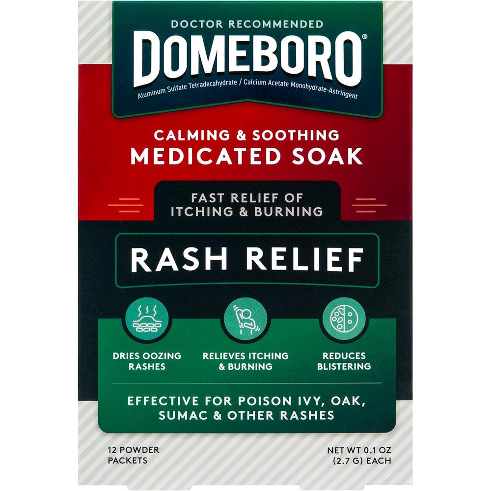 Domeboro Medicated Soak Rash Relief 12 count box front view