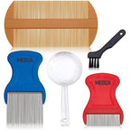 MEDca Premium 5 Piece Lice Removal Treatment Kit front view showing stainless steel combs and magnifier glass