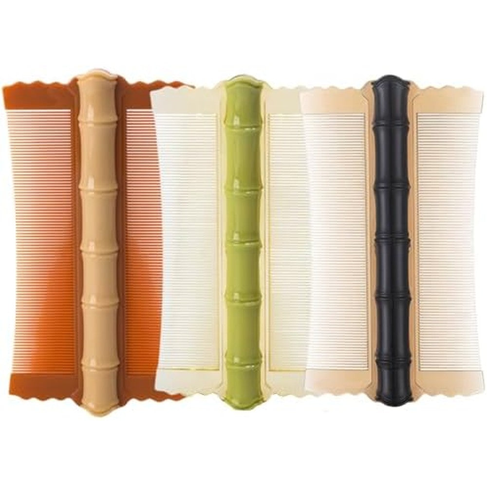 Harniruco 6 Pieces Head Hair Comb set showing six multicolor double-sided combs for dandruff removal.