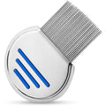 Tangseajiao White Long Handle Metal Hair Nit Comb front view showing stainless steel teeth.