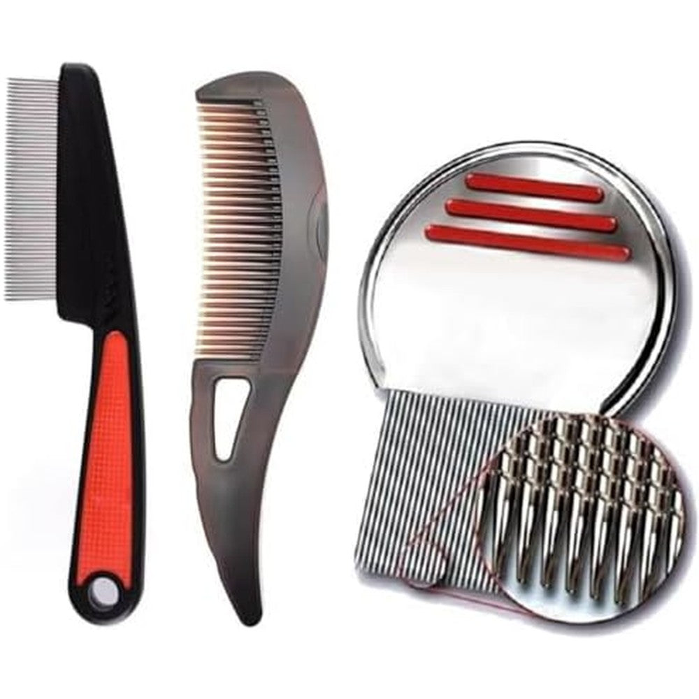 MoHern 4 piece lice comb set front view multicolor grooming tools