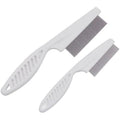 Adamson Lice Comb Duo front view of red and blue stainless steel combs.